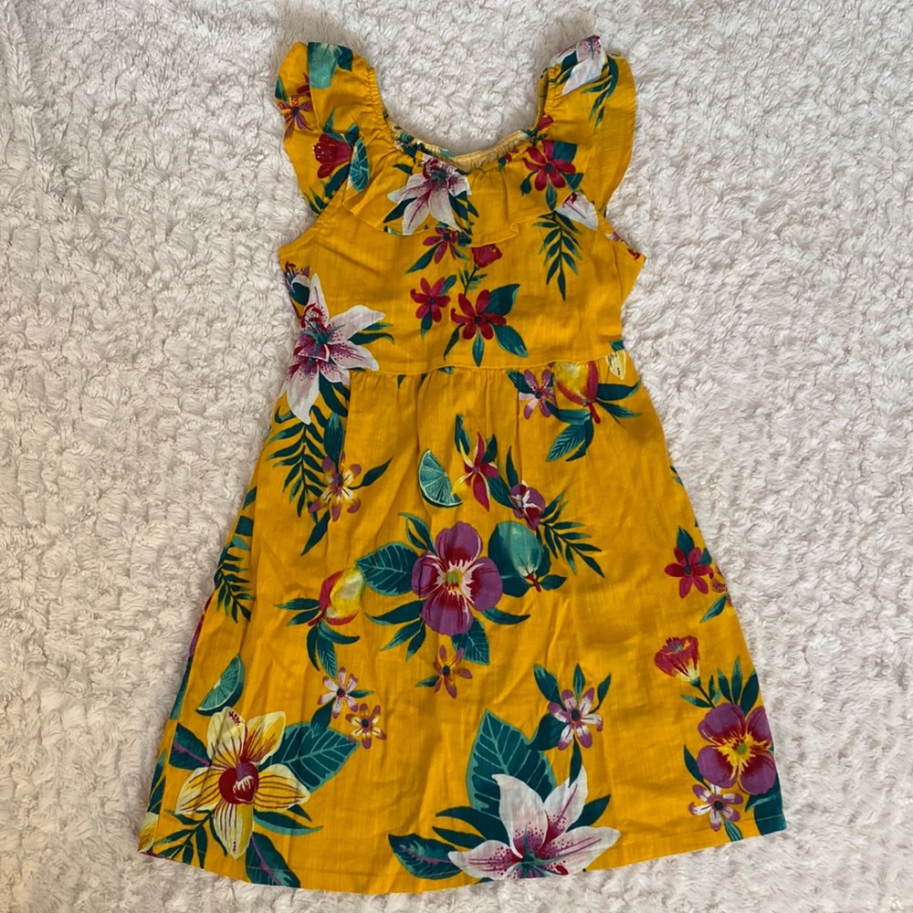 Girls Yellow Tropical Dress